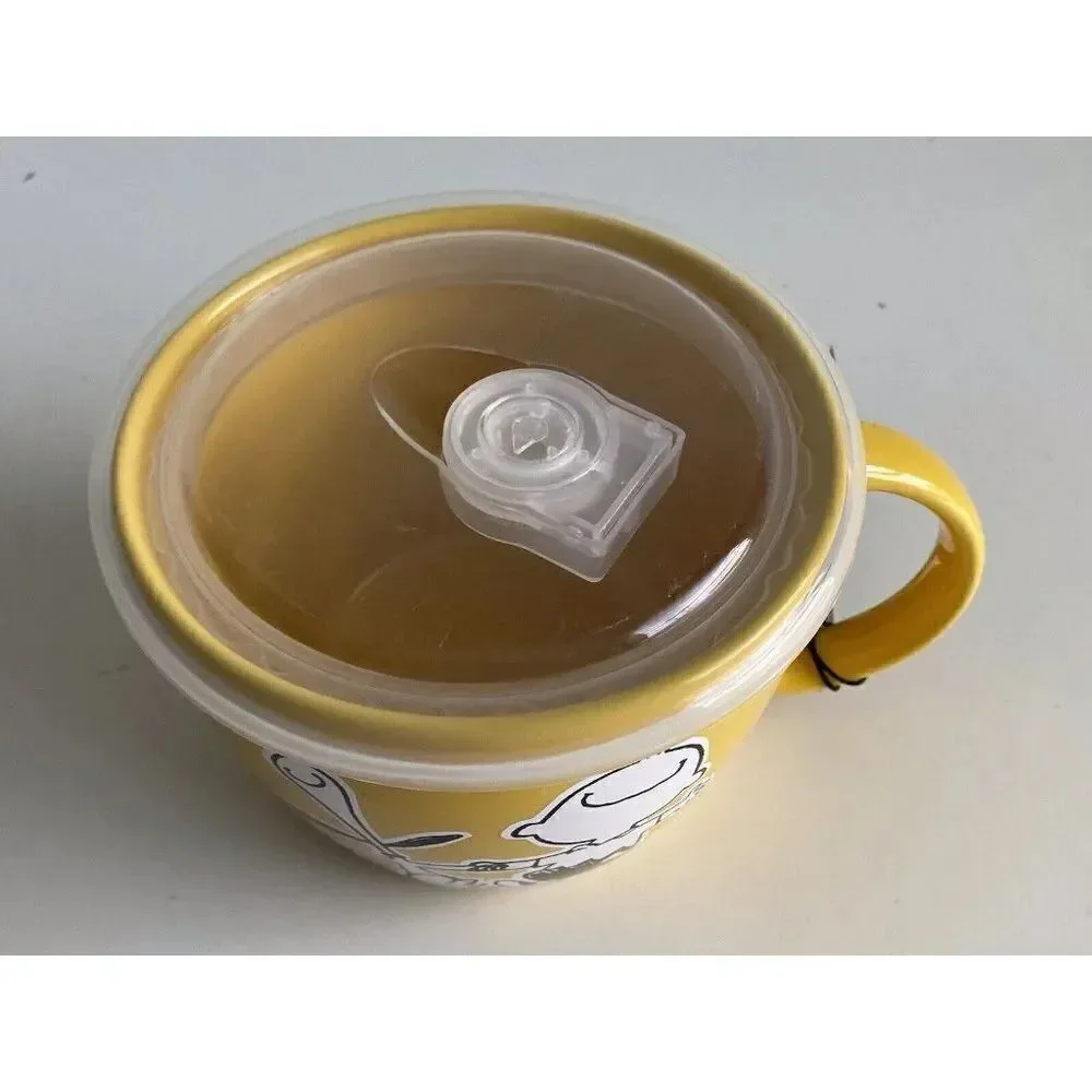 Peanuts Snoopy‎ and Charlie Brown Soup Bowl Cup Mug Microwave Vented Lid 23.5 Oz